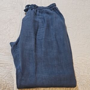 Men's Navy Linen Drawstring Pant